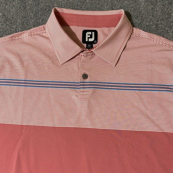 Footjoy Polo Golf Shirt Mens XL Salmon Short Sleeve Poly Stretch - Picture 2 of 10